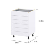 Hugo&Borg Rosemont 24-in W x 34.5-in H x 24-in D Glacier White 6-Drawer Base Fully Assembled Cabinet