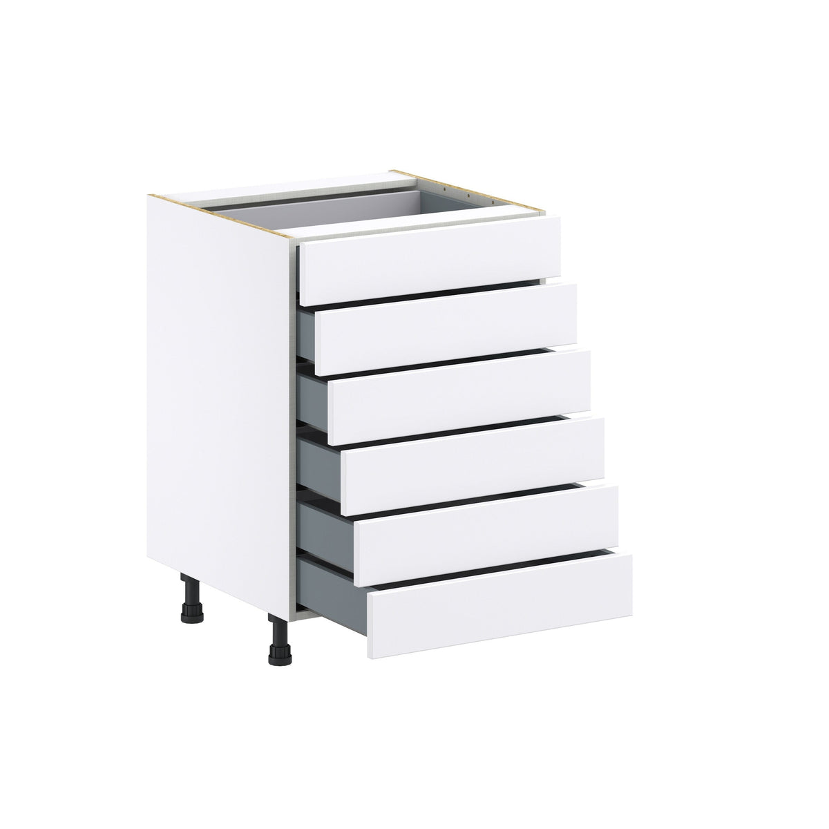 Hugo&Borg Rosemont 24-in W x 34.5-in H x 24-in D Glacier White 6-Drawer Base Fully Assembled Cabinet