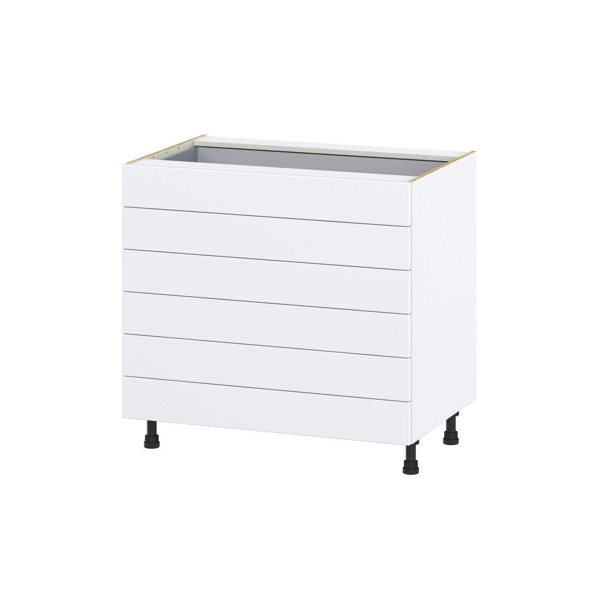 Hugo&Borg Rosemont 36-in W x 34.5-in H x 24-in D Glacier White 6-Drawer Base Fully Assembled Cabinet