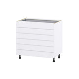Hugo&Borg Rosemont 36-in W x 34.5-in H x 24-in D Glacier White 6-Drawer Base Fully Assembled Cabinet