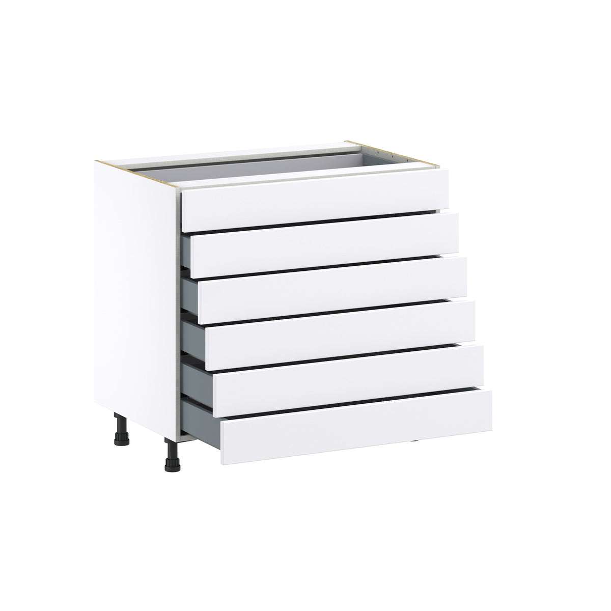 Hugo&Borg Rosemont 36-in W x 34.5-in H x 24-in D Glacier White 6-Drawer Base Fully Assembled Cabinet