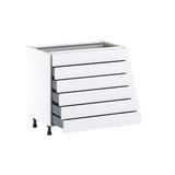 Hugo&Borg Rosemont 36-in W x 34.5-in H x 24-in D Glacier White 6-Drawer Base Fully Assembled Cabinet