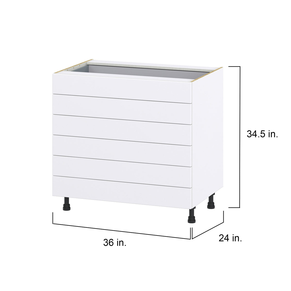 Hugo&Borg Rosemont 36-in W x 34.5-in H x 24-in D Glacier White 6-Drawer Base Fully Assembled Cabinet
