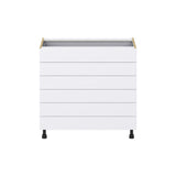 Hugo&Borg Rosemont 36-in W x 34.5-in H x 24-in D Glacier White 6-Drawer Base Fully Assembled Cabinet