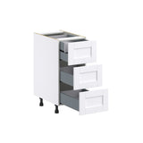 Hugo&Borg Rosemont 15-in W x 34.5-in H x 25-in D Glacier White 3-Drawer Base Fully Assembled Cabinet