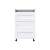 Hugo&Borg Rosemont 24-in W x 34.5-in H x 24-in D Glacier White 3-Drawer Base Fully Assembled Cabinet