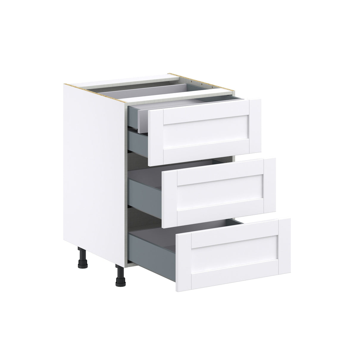 Hugo&Borg Rosemont 24-in W x 34.5-in H x 24-in D Glacier White 3-Drawer Base Fully Assembled Cabinet