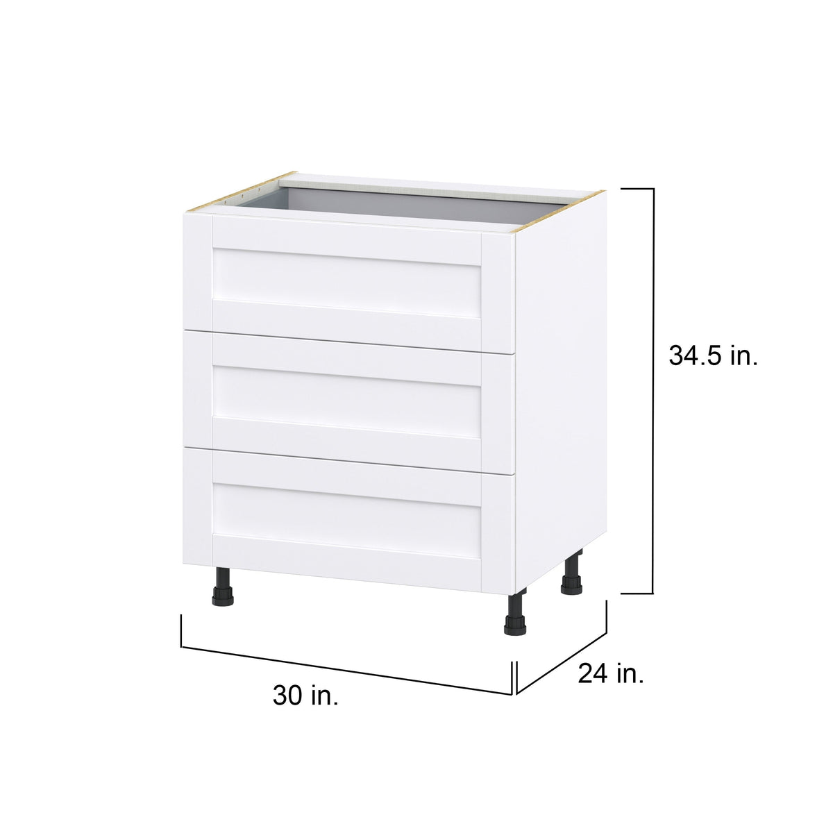 Hugo&Borg Rosemont 30-in W x 34.5-in H x 24-in D Glacier White 3-Drawer Base Fully Assembled Cabinet