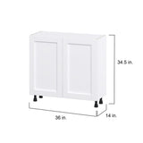 Hugo&Borg Rosemont 36-in W x 34.5-in H x 14-in D Glacier White Base Fully Assembled Cabinet (Flat Panel Shaker Door Style)