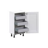 Hugo&Borg Rosemont 18-in W x 34.5-in H x 14-in D Glacier White 3-Drawers Base Fully Assembled Cabinet (Flat Panel Shaker Style)