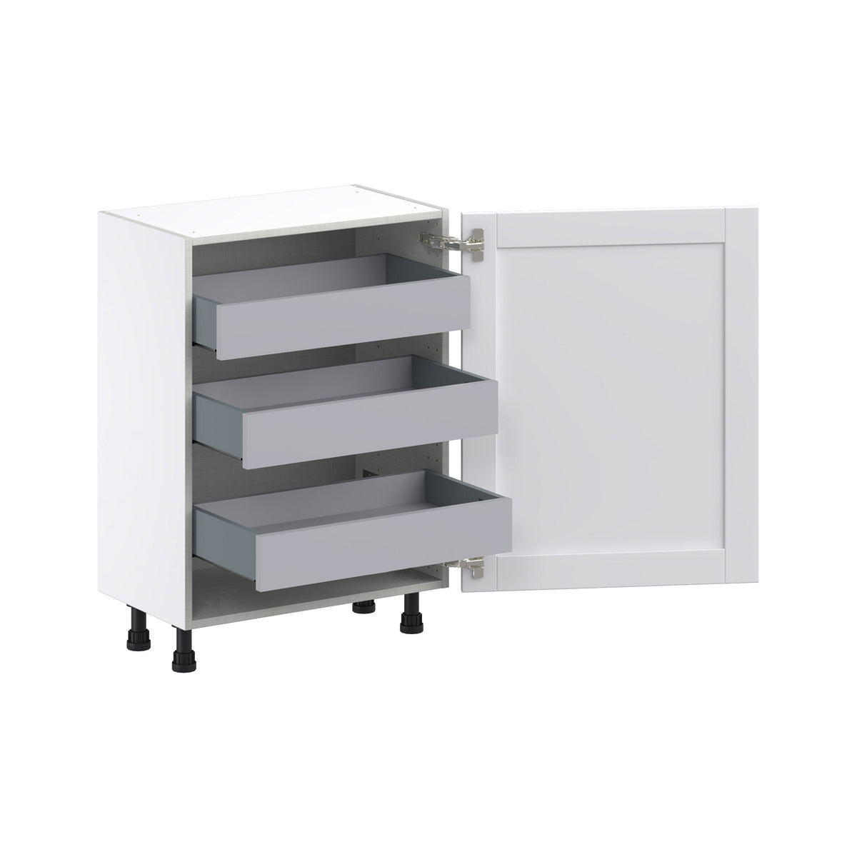 Hugo&Borg Rosemont 24-in W x 34.5-in H x 14-in D Glacier White 3-Drawers Base Fully Assembled Cabinet (Flat Panel Shaker Style)