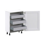 Hugo&Borg Rosemont 24-in W x 34.5-in H x 14-in D Glacier White 3-Drawers Base Fully Assembled Cabinet (Flat Panel Shaker Style)
