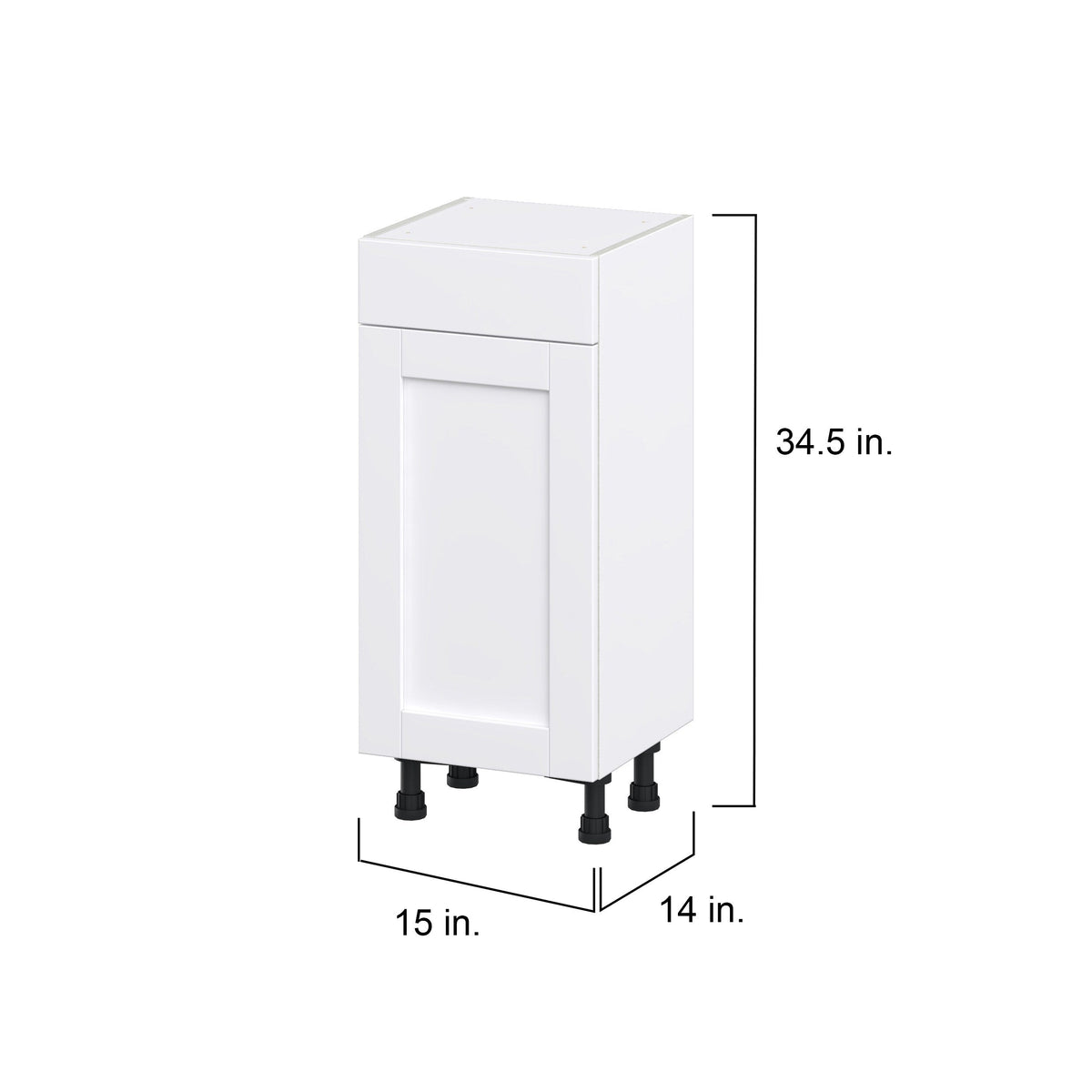 Hugo&Borg Rosemont 15-in W x 34.5-in H x 14-in D Glacier White 1-Drawer Base Fully Assembled Cabinet (Flat Panel Shaker Style)