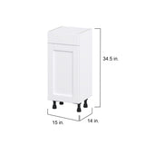 Hugo&Borg Rosemont 15-in W x 34.5-in H x 14-in D Glacier White 1-Drawer Base Fully Assembled Cabinet (Flat Panel Shaker Style)