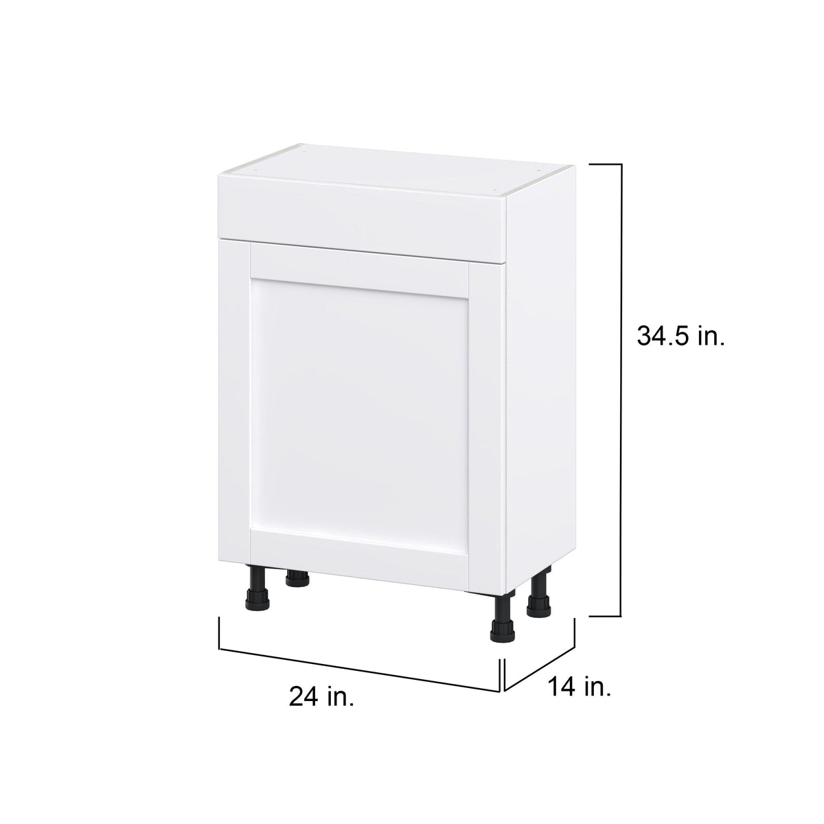 Hugo&Borg Rosemont 24-in W x 34.5-in H x 14-in D Glacier White 1-Drawer Base Fully Assembled Cabinet (Flat Panel Shaker Style)
