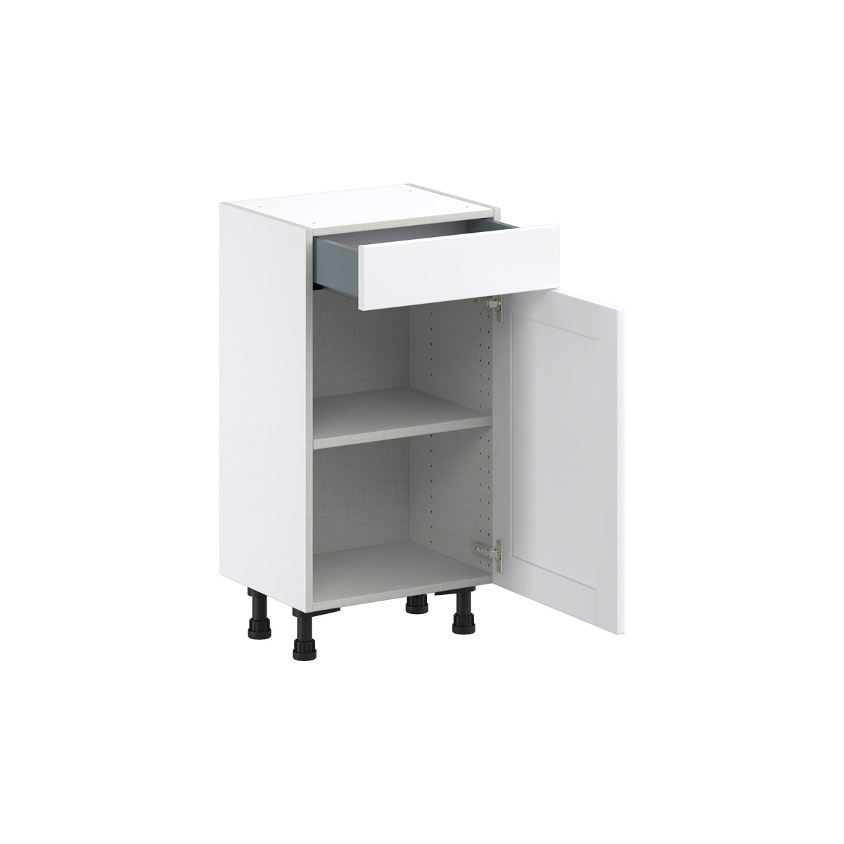 Hugo&Borg Rosemont 18-in W x 34.5-in H x 14-in D Glacier White 1-Drawer Base Fully Assembled Cabinet (Flat Panel Shaker Style)
