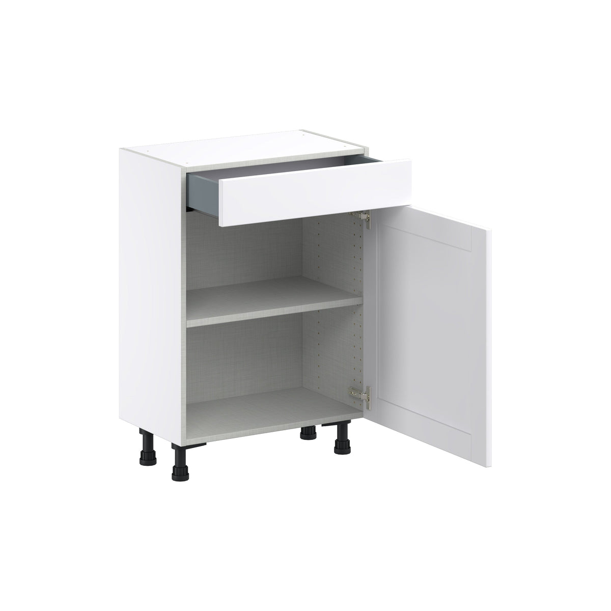 Hugo&Borg Rosemont 24-in W x 34.5-in H x 14-in D Glacier White 1-Drawer Base Fully Assembled Cabinet (Flat Panel Shaker Style)