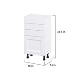 Hugo&Borg Rosemont 18-in W x 34.5-in H x 14-in D Glacier White 3-Drawers Base Fully Assembled Cabinet (Flat Panel Shaker Style)