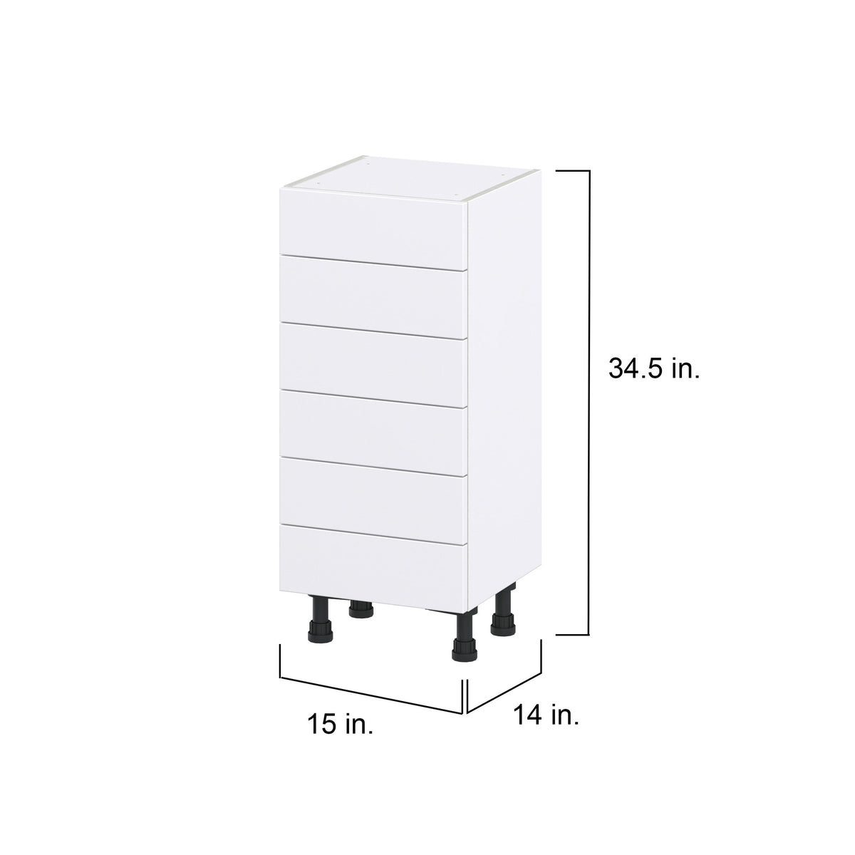 Hugo&Borg Rosemont 15-in W x 34.5-in H x 14-in D Glacier White 6-Drawer Base Fully Assembled Cabinet