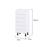 Hugo&Borg Rosemont 15-in W x 34.5-in H x 14-in D Glacier White 6-Drawer Base Fully Assembled Cabinet