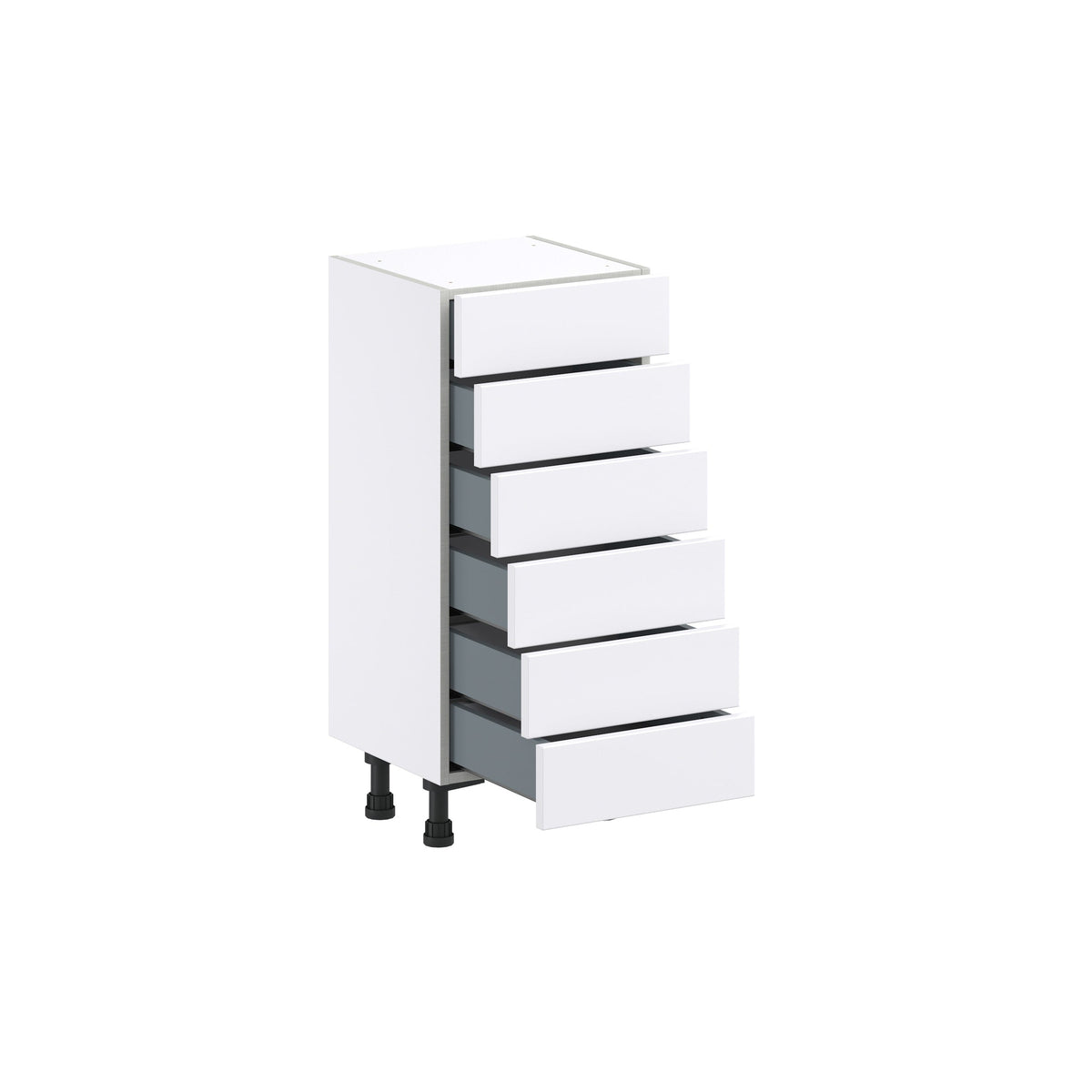 Hugo&Borg Rosemont 15-in W x 34.5-in H x 14-in D Glacier White 6-Drawer Base Fully Assembled Cabinet
