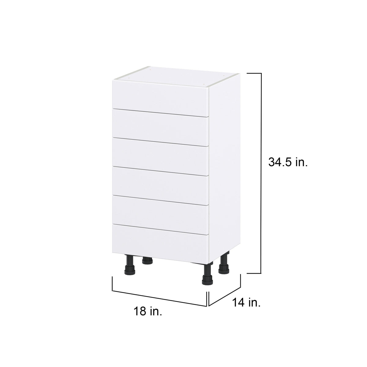 Hugo&Borg Rosemont 18-in W x 34.5-in H x 14-in D Glacier White 6-Drawer Base Fully Assembled Cabinet
