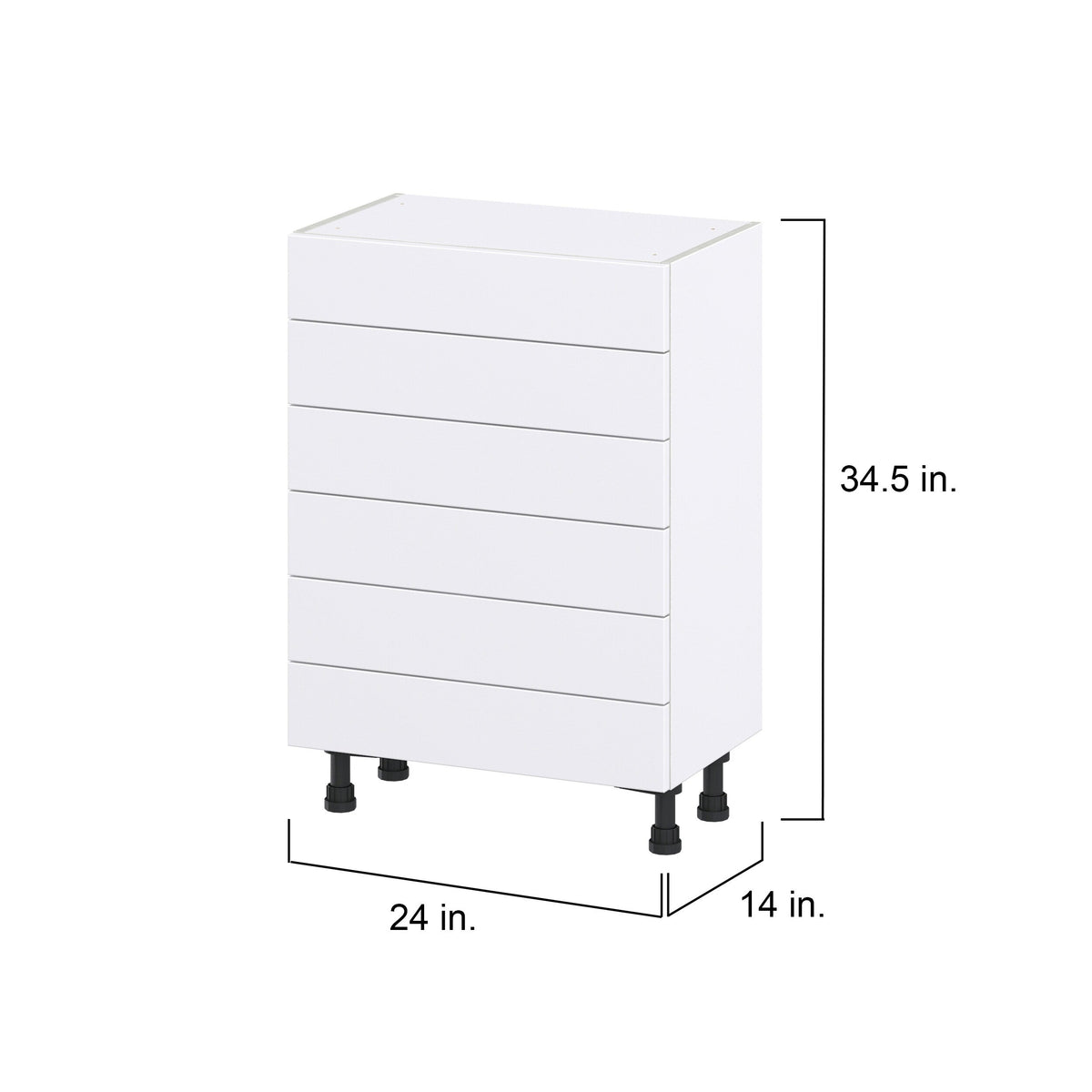 Hugo&Borg Rosemont 24-in W x 34.5-in H x 14-in D Glacier White 6-Drawer Base Fully Assembled Cabinet