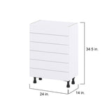 Hugo&Borg Rosemont 24-in W x 34.5-in H x 14-in D Glacier White 6-Drawer Base Fully Assembled Cabinet