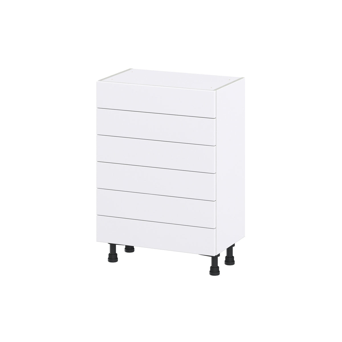 Hugo&Borg Rosemont 24-in W x 34.5-in H x 14-in D Glacier White 6-Drawer Base Fully Assembled Cabinet