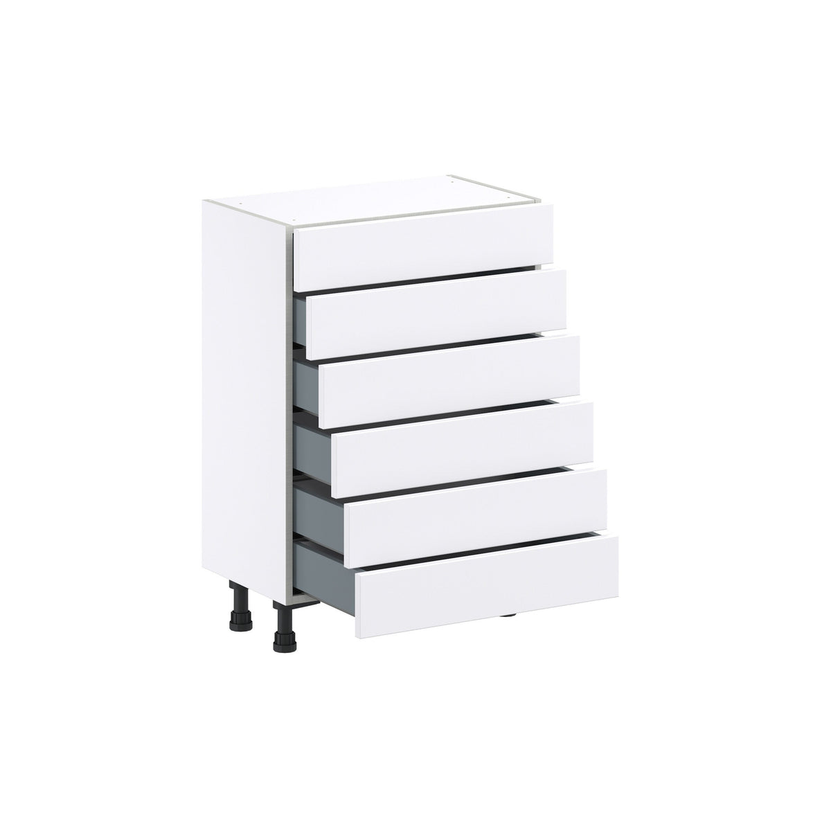 Hugo&Borg Rosemont 24-in W x 34.5-in H x 14-in D Glacier White 6-Drawer Base Fully Assembled Cabinet