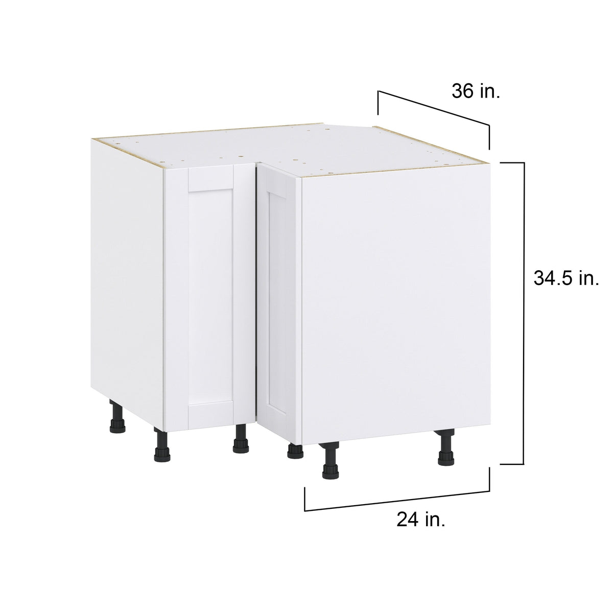Hugo&Borg Rosemont 36-in W x 34.5-in H x 36-in D Glacier White Lazy Susan Corner Base Fully Assembled Cabinet (Flat Panel Shaker Style)