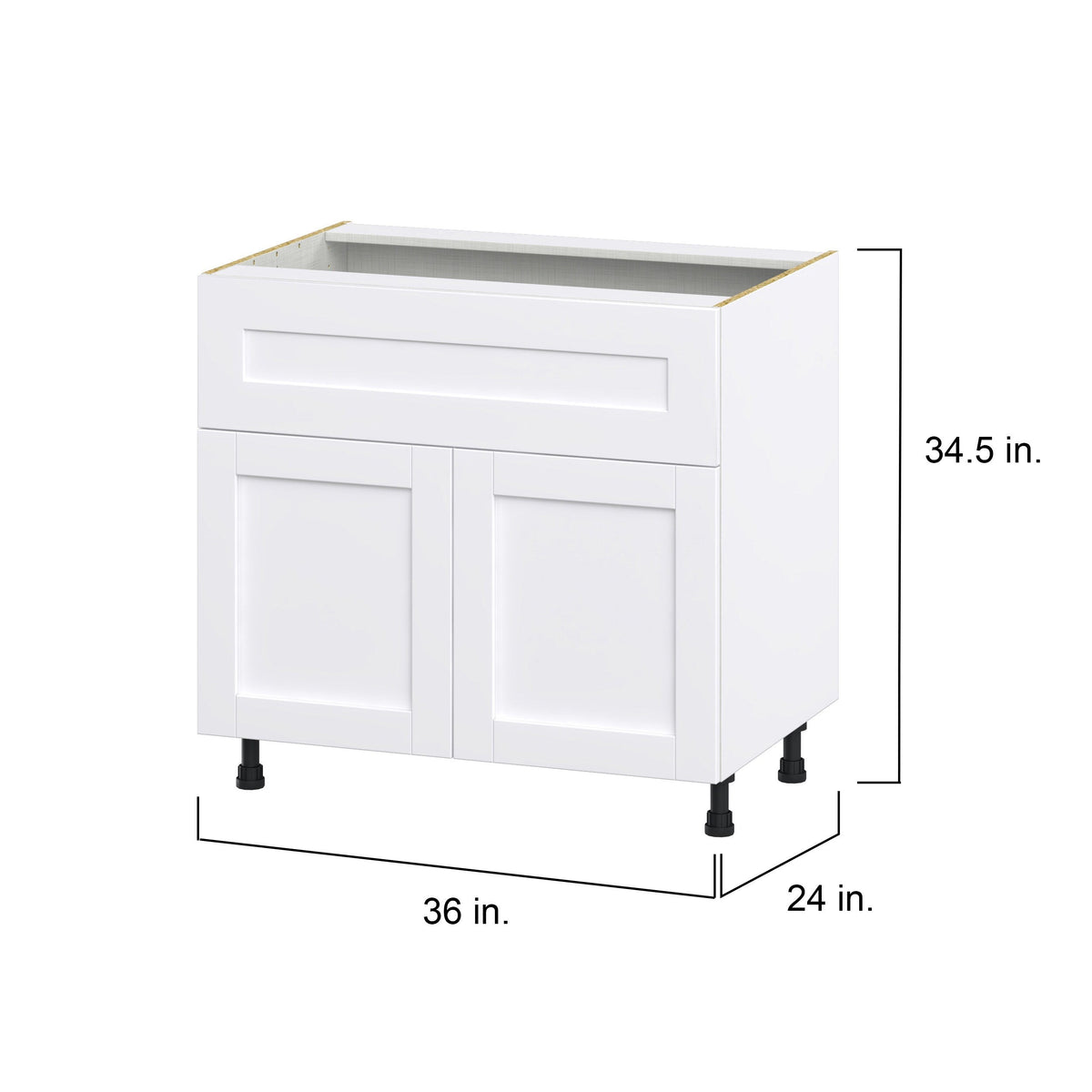 Hugo&Borg Rosemont 36-in W x 34.5-in H x 24-in D Glacier White 1-Drawer Base Fully Assembled Cabinet (Flat Panel Shaker Style)