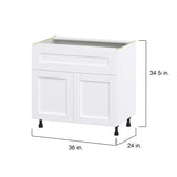 Hugo&Borg Rosemont 36-in W x 34.5-in H x 24-in D Glacier White 1-Drawer Base Fully Assembled Cabinet (Flat Panel Shaker Style)
