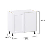 Hugo&Borg Rosemont 39-in W x 34.5-in H x 24-in D Glacier White Blind Corner Base Fully Assembled Cabinet (Flat Panel Shaker Style)