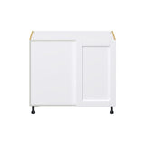 Hugo&Borg Rosemont 39-in W x 34.5-in H x 25-in D Glacier White Blind Corner Base Fully Assembled Cabinet (Recessed Panel Shaker Style)