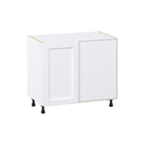 Hugo&Borg Rosemont 39-in W x 34.5-in H x 24-in D Glacier White Blind Corner Base Fully Assembled Cabinet (Flat Panel Shaker Style)