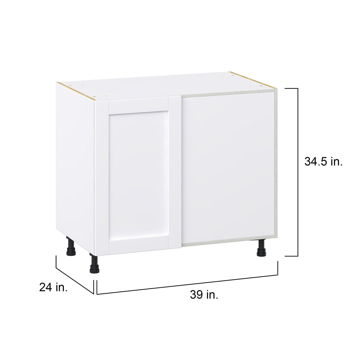 Hugo&Borg Rosemont 39-in W x 34.5-in H x 24-in D Glacier White Blind Corner Base Fully Assembled Cabinet (Flat Panel Shaker Style)