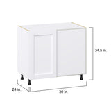 Hugo&Borg Rosemont 39-in W x 34.5-in H x 24-in D Glacier White Blind Corner Base Fully Assembled Cabinet (Flat Panel Shaker Style)