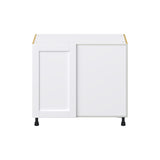 Hugo&Borg Rosemont 39-in W x 34.5-in H x 25-in D Glacier White Blind Corner Base Fully Assembled Cabinet (Recessed Panel Shaker Style)
