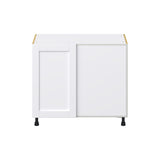 Hugo&Borg Rosemont 39-in W x 34.5-in H x 24-in D Glacier White Blind Corner Base Fully Assembled Cabinet (Flat Panel Shaker Style)