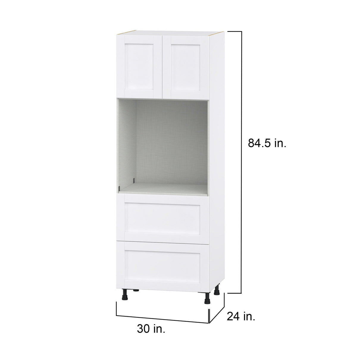 Hugo&Borg Rosemont 30-in W x 84.5-in H x 24-in D Glacier White 2-Drawers Single Oven Base Fully Assembled Cabinet (Flat Panel Shaker Style)