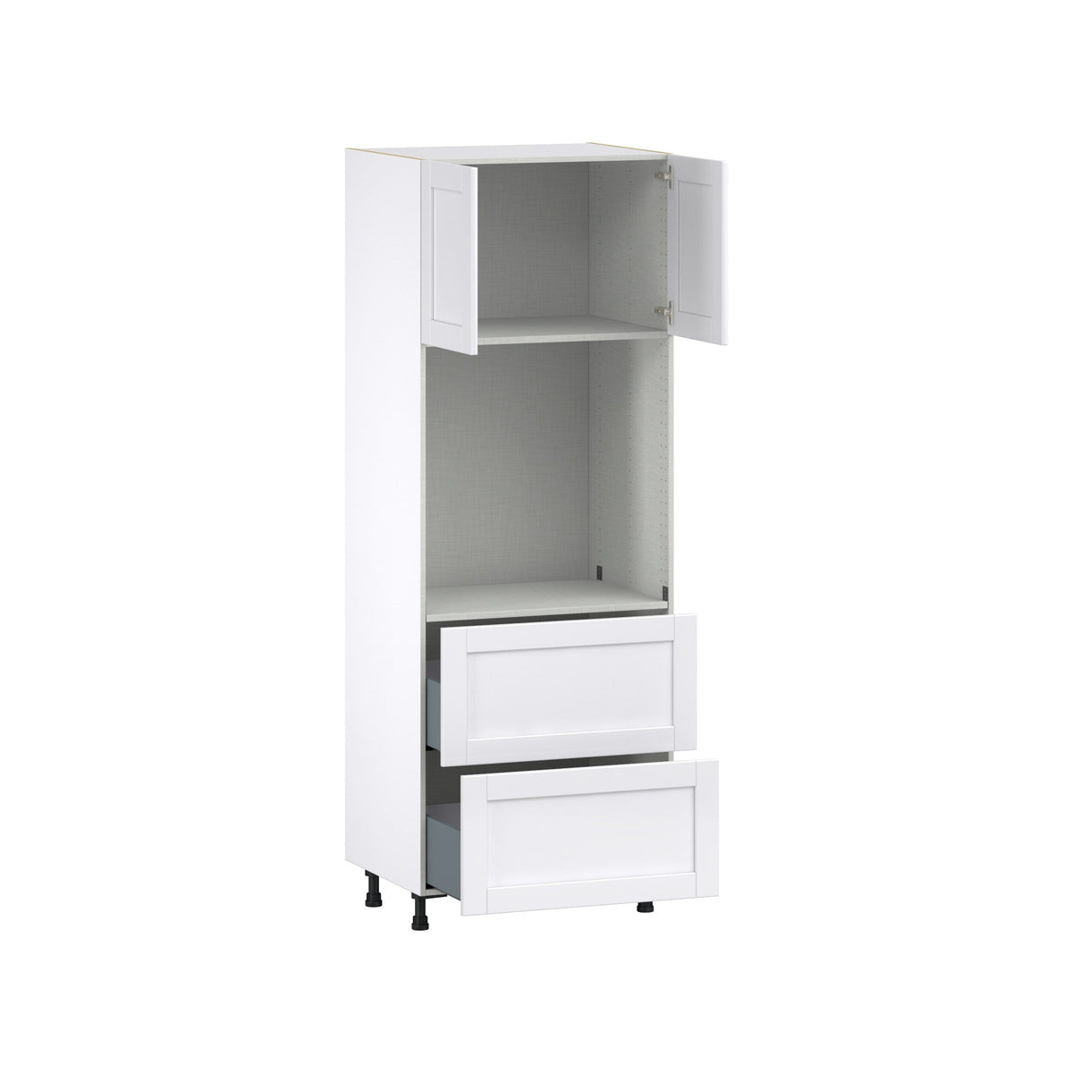 Hugo&Borg Rosemont 30-in W x 84.5-in H x 24-in D Glacier White 2-Drawers Single Oven Base Fully Assembled Cabinet (Flat Panel Shaker Style)