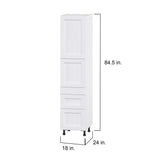 Hugo&Borg Rosemont 18-in W x 84.5-in H x 24-in D Glacier White 3-Drawers Pantry Fully Assembled Cabinet (Flat Panel Shaker Style)