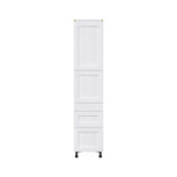 Hugo&Borg Rosemont 18-in W x 84.5-in H x 24-in D Glacier White 3-Drawers Pantry Fully Assembled Cabinet (Flat Panel Shaker Style)