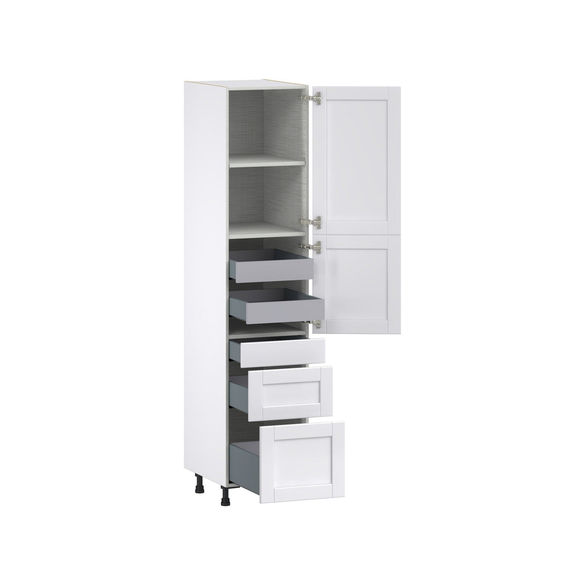 Hugo&Borg Rosemont 18-in W x 84.5-in H x 24-in D Glacier White 3-Drawers Pantry Fully Assembled Cabinet (Flat Panel Shaker Style)