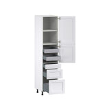 Hugo&Borg Rosemont 18-in W x 84.5-in H x 24-in D Glacier White 3-Drawers Pantry Fully Assembled Cabinet (Flat Panel Shaker Style)
