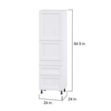 Hugo&Borg Rosemont 24-in W x 84.5-in H x 24-in D Glacier White 3-Drawers Pantry Fully Assembled Cabinet (Flat Panel Shaker Style)