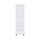 Hugo&Borg Rosemont 24-in W x 84.5-in H x 24-in D Glacier White 3-Drawers Pantry Fully Assembled Cabinet (Flat Panel Shaker Style)