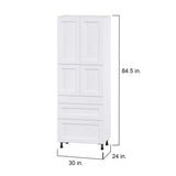 Hugo&Borg Rosemont 30-in W x 84.5-in H x 24-in D Glacier White 3-Drawers Pantry Fully Assembled Cabinet (Flat Panel Shaker Style)