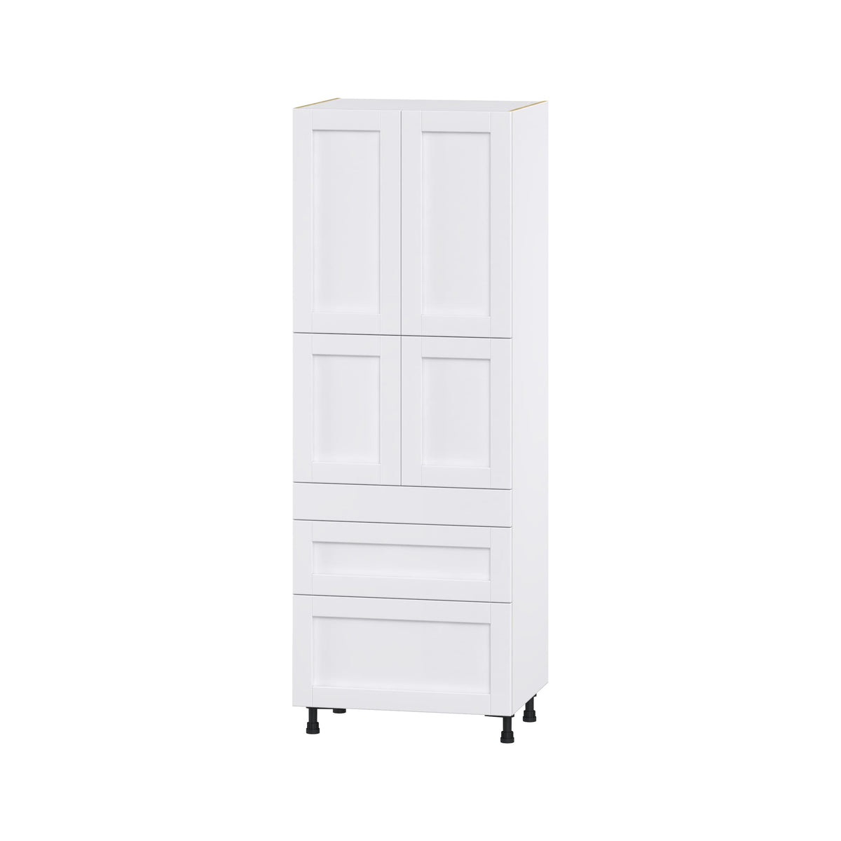 Hugo&Borg Rosemont 30-in W x 84.5-in H x 24-in D Glacier White 3-Drawers Pantry Fully Assembled Cabinet (Flat Panel Shaker Style)